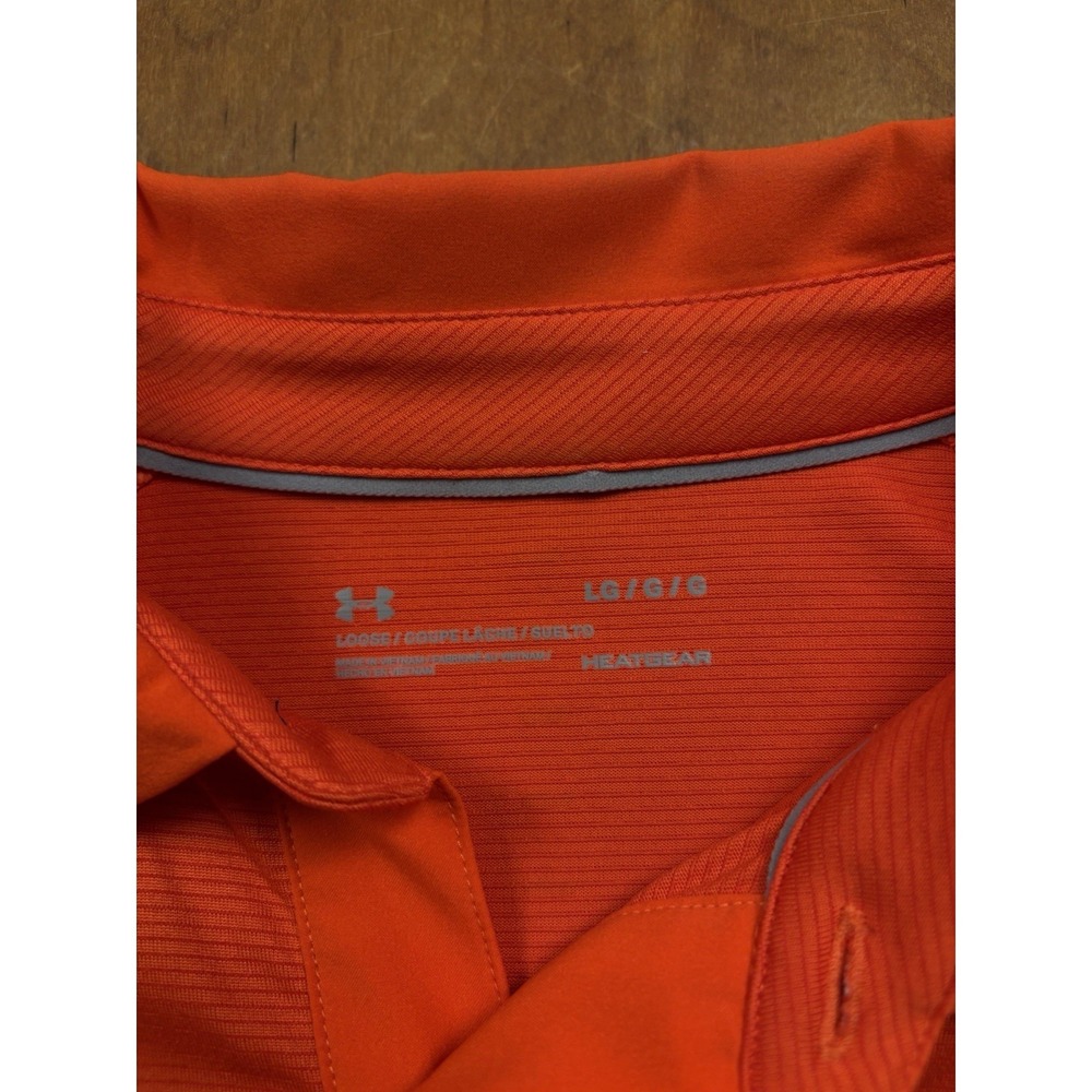 Auburn University Under Armour L Polo Shirt Tigers Loose Fit Orange Heat Gear - Picture 4 of 8